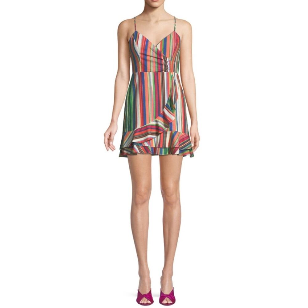 Parker Jay Sweetheart Sleeveless Ruffle Striped Linen Dress